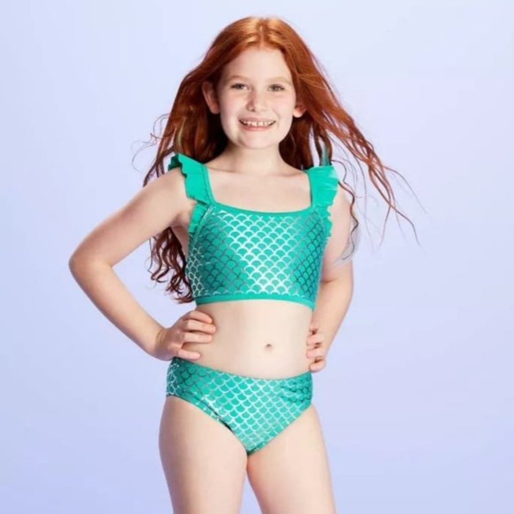 Cat & Jack Ruffle Sleeve Bikini Swimsuit Set szXXL - Picture 1 of 10
